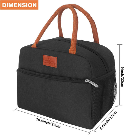 CCidea Insulated Lunch Bag for Men/Women, Small Leakproof Reusable Lunch Tote for Work/Office/Picnic/Travel - Black
