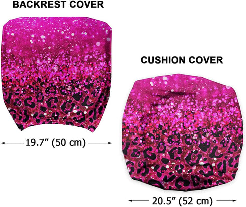 WIRESTER Computer Office Chair Seat Cover, Soft Stretch Universal Desk Rotating Chair Slipcover, Removable Washable Chair Protector Cover - Hot Pink Glitter Sparkle with Black Pink Glitter Leopard by WIRESTER