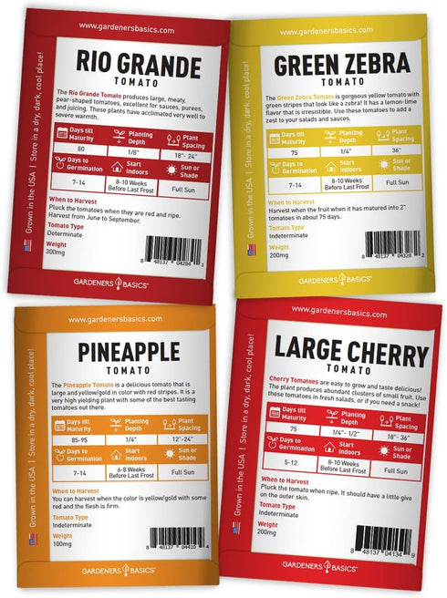 16 Pack Gardeners Basics, Tomato Seeds for Planting Variety Heirloom Tomato Seeds, Tiny Tim, Cherry Tomato Seeds