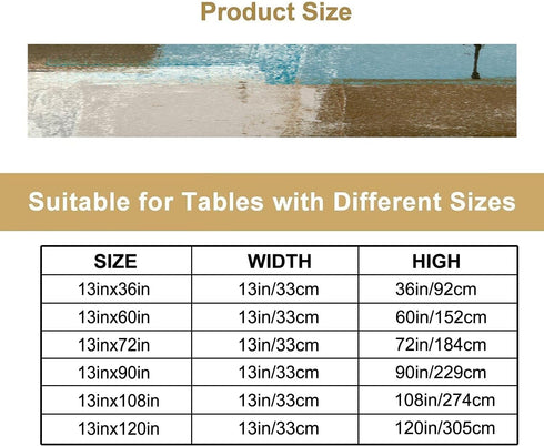 Nitmbi 13x72inch Beige Blue Abstract Art Contemporary Table Runner,Modern Neutral Decorative Pattern Table Runner
