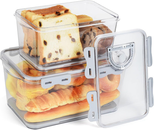 OTraki Bread Storage Container 2 Pcs Bread Boxs for Kitchen Counter Bread