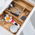 PRATIQUE Bamboo Drawer Organizer - Kitchen Utensil Organizer Silverware Tray Cutlery Holder,Office Desk Supplies and Accessories (15X5.9X2.6 inch) by PRATIQUE