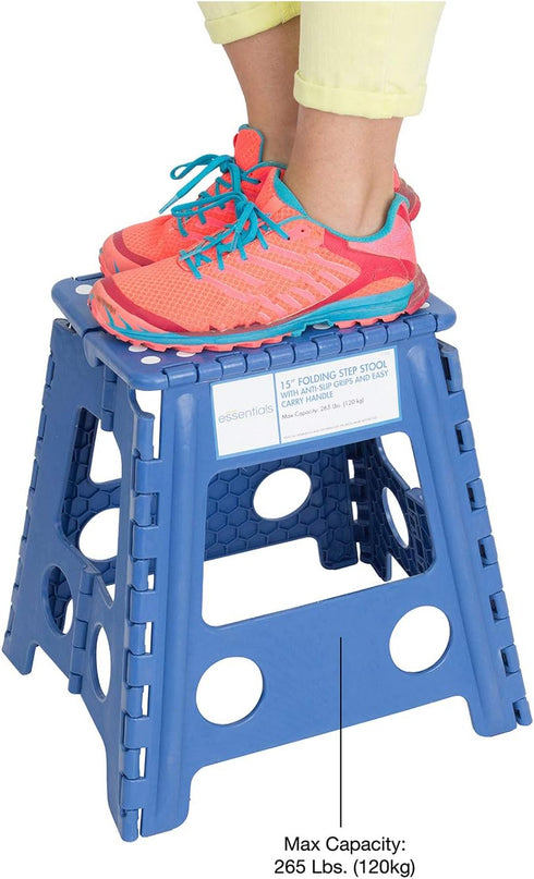 21048 15-Inch Folding Step Stool - Wide Plastic Step Stool for Adults, Garden, Foldable High Stool