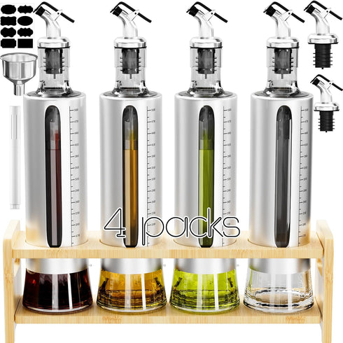 SINYWAY Oil Dispenser Bottle, 4 Pack Glass Olive Oil Dispenser Bottle with