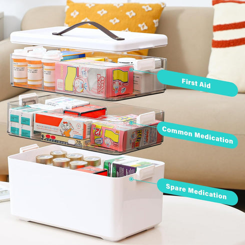 Homaigie 3-Tier Extra Tall Medicine Cabinet Organizer for Upright Medicine Bottles Organizer, Portable Medicine Storage