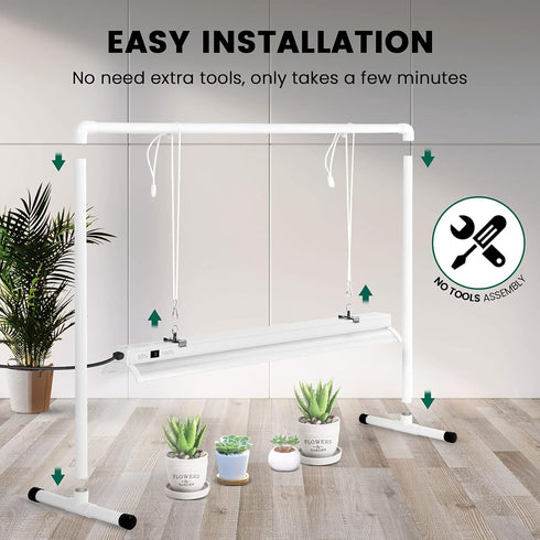 2 iPower Feet LED Grow Light Stand Natural White Full Spectrum for Indoor Plant Starting Seeds and Propagating
