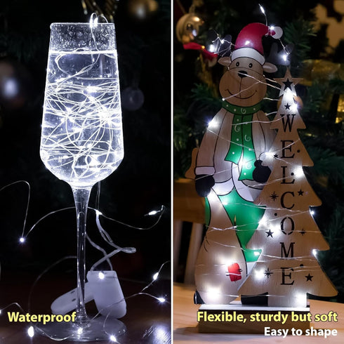 6 Pack 7ft 20LED HXWEIYE White Fairy Lights Battery Operated, Mini Fairy Mason Jar String Light, Waterproof Firefly