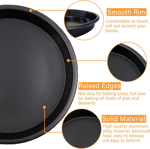 3pcs 7inch Non-Stick Bakeware Pizza Pan, Aluminum Baking Pan for Healthy & Durable Cooking