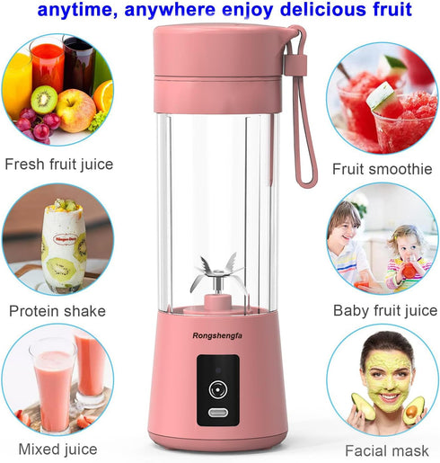 Portable Blender, Mini Personal Blender Bottles for Shakes and Smoothies, USB Rechargeable Cordless Electric Juicer Cup