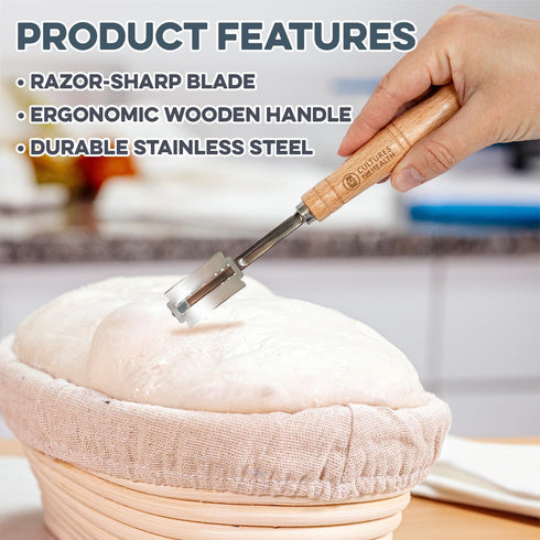 Cultures For Health Premium Bread Lame - Artisan Sourdough Scoring Tool with Precision Blade, Comfortable Handle