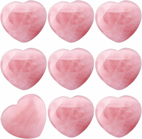 SUNYIK Assorted Natural Gemstones Carved Puff Heart Pocket Stone Set, Healing Palm Crystal Set, Pack of 8 (1")