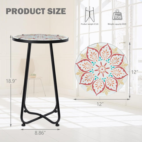 12 inches VCUTEKA Patio Side Table Outdoor Accent Table Bistro Coffee Table Plant End Table Small Porch Table Indoor
