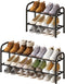kiplant Shoe Rack for Closet, Black 2-Tier Expandable Closet Shoe Rack Metal Organizer,