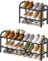 kiplant Shoe Rack for Closet, Black 2-Tier Expandable Closet Shoe Rack Metal Organizer,