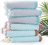 Pidada Hand Towels Set of 2, Striped Pattern 100% Cotton Soft Absorbent Decorative Towel for Bathroom