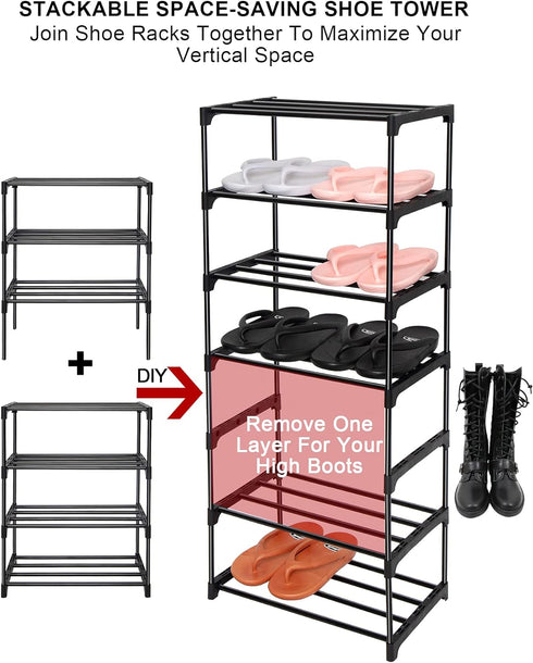 4-Tier Closet LNYZQUS Upgrade Small Shoe Rack, Metal Stackable Kids Shoe Shelf Storage Shoe Stand Organizer