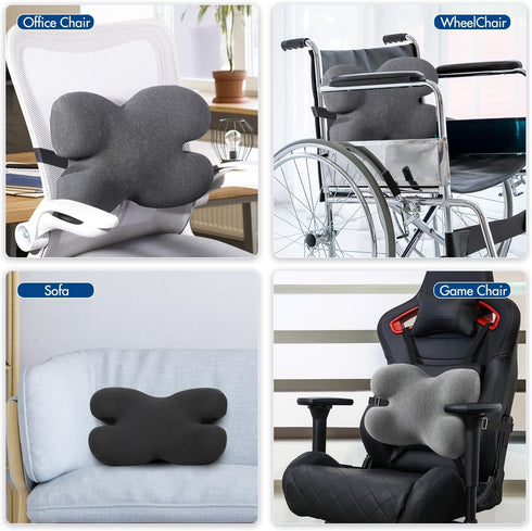 Lumbar Support Pillow for Office Chair, Memory Foam Back Cushion with 3D Mesh Cover for Lower Back Pain Relief