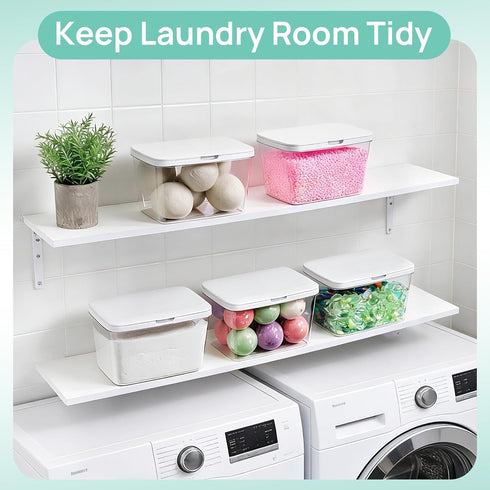 4 Pack Vtopmart Laundry Pods Container and Dryer Sheet Holder, Detergent Powder Container with Lids &Labels & Scoop