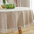 39 Inch) meioro Round Tablecloth Stripe Tassel Table Cloth Cotton Blend Dust-Proof Table Cover for Dining Circle Coffee