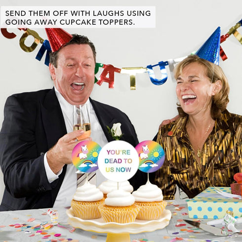 Andaz Press Funny Farewell Retirement Party Decorations - You're Dead to Us Now Cupcake Toppers DIY Kit, 20-Pack