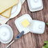NAGU Mini Square Butter Dish with Lid, White Porcelain Domed Cheese Dish with Handle for Countertop Serving