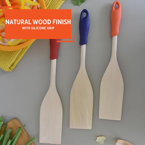 IMUSA Large 12in Wood Paddle with Silicone Grip