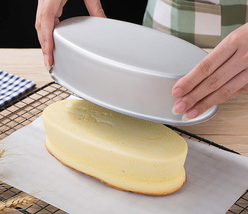 Yesland 4 Packs Non-Stick Oval Cheesecake Pan - 8 Inch Aluminum Bakeware for Bread, Meat & Cake, Silver