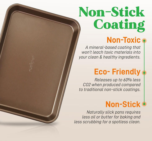 NutriChef 2-Piece Nonstick Baking Sheet Pans - Large & Medium Cookie Sheets - Premium Carbon Steel Oven Bake Trays -