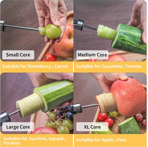 Newness Vegetable Corer with Sharp Blade, Multi-Purpose Veggie Drill for Coring Zucchini, Potatoes, Carrots