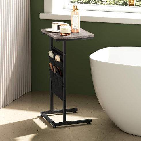 28.3" BG40SF01 HOOBRO C Shaped End Table, Side Table for Small Spaces, Couch Table with Storage Bag, Slide Under Sofa