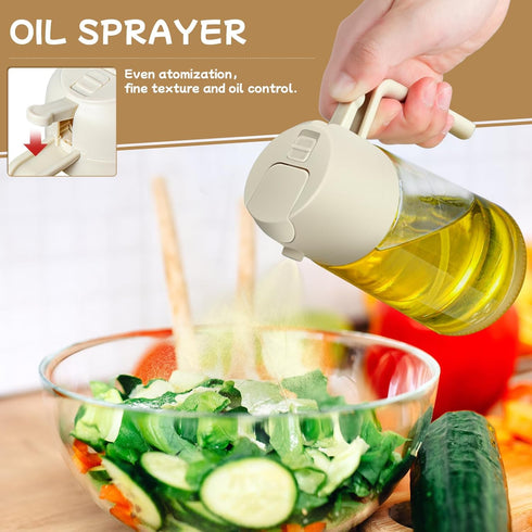 Oil Sprayer for Cooking 2pcs, 16oz/470ml Glass Oil Spray Bottle, Mist Olive Oil Dispenser