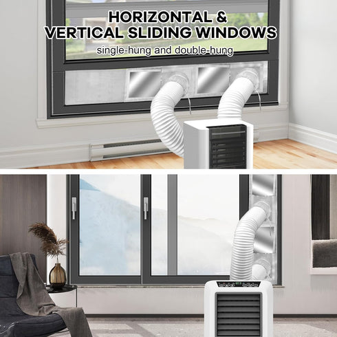 Portable Air Conditioner Window Vent Kit, Universal Sliding Seal for Mobile A/C & Dryer, Adjustable Length