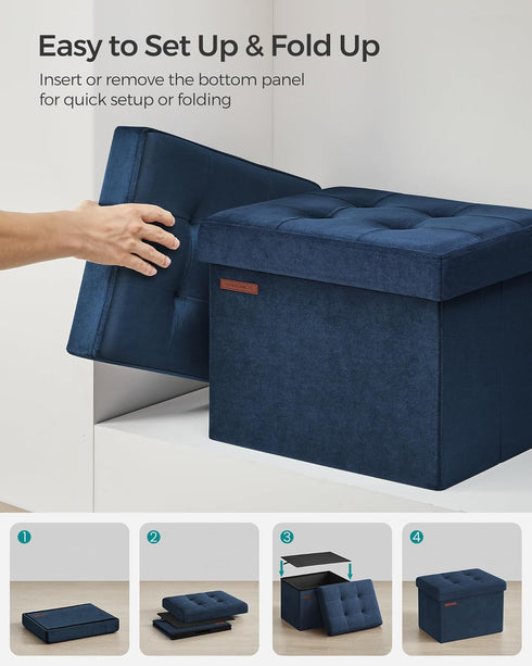 12.2 16.1 Inches 286 lb, ULSF200Q01 SONGMICS Storage Ottoman, Foldable Small Ottoman Foot Rest, x Foot Stool, Load up
