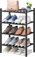 viewcare Black Small Shoe Rack for Entryway, 4-Tier Bamboo Shoe Organizer for