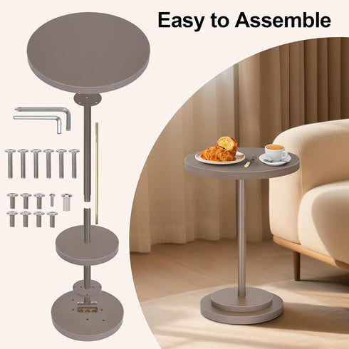 OMTIVORLEX Drink Table, Small Pedestal Side Tables for Small Spaces, Wood Round Martini Table for Outdoor, Living Room