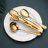 OGORI 10-Piece Gold Serving Utensils Set, Polished Stainless Steel Includes Spoons, Tongs, Forks, and Ladle