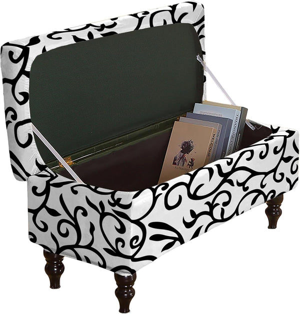 Eco-Ancheng Storage Ottoman Cover Rectangle Ottoman Slipcover Folding Storage Bench Cover Footrest
