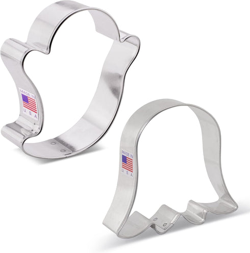 Halloween Ghost Cookie Cutters 2-Pc Set Made in USA by Ann Clark, 3", 3.5"