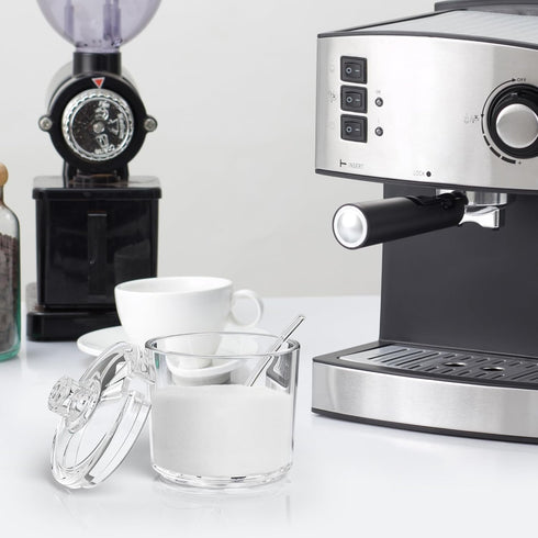 Quald Sugar Container with Lid and Spoon,Sugar Bowl Acrylic Jar for Coffee Bar Accessories Coffee Canister Kitchen