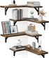 Amada HOMEFURNISHING Corner Floating Shelves, Set of 4 Corner Wall Shelves, Shelves
