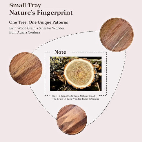 ELTNEGSA 11.5 Inch Counter Small Wood Round Decorative Tray for Home Decor, Coffee Table, Dining Table, Kitchen Island