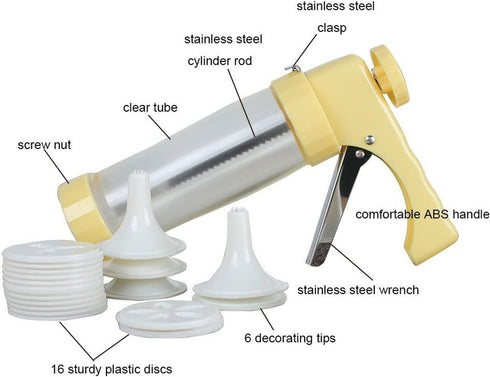 Cookie Biscuit Press and Cake Icing Decorating Set for Beginners and Professionals - Biscuit Making and Icing Set