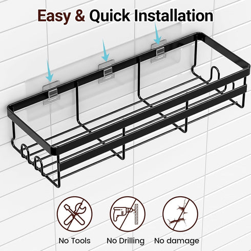 2 Pack WOWBOX Shower Caddies - Adhesive Hanging Shower Shelf - Bathroom Organizers and Storage, No Drilling Stainless