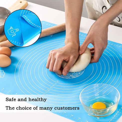Silicone Baking Mat for Pastry Rolling Dough, 19.7" x 15.7", BPA Free Non-Stick Blue Baking Supplies