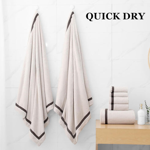Set,Premium Towel-2 Sheets,2 Hand,2 6Piece) Bath Towel Microfiber Bathroom Extra Large Bath Washcloths,Super Soft