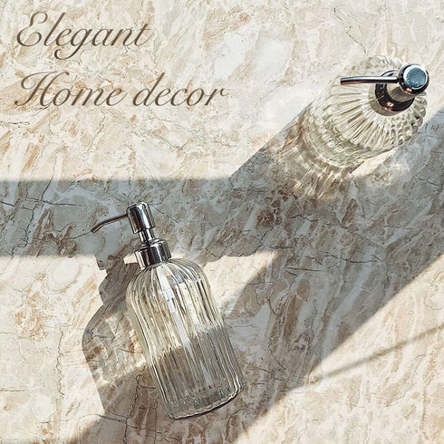 18 Oz JASAI Clear Glass Soap Dispenser with Rust Proof Stainless Steel Pump, Refillable Liquid Hand soap Dispenser