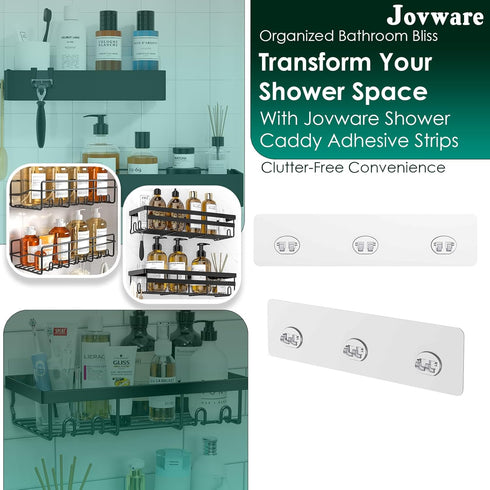 3 11 13/16" Shower Caddy Adhesive Replacement Stickers Sticker Shelf Basket Strips Suction Hooks Large Strong Hook