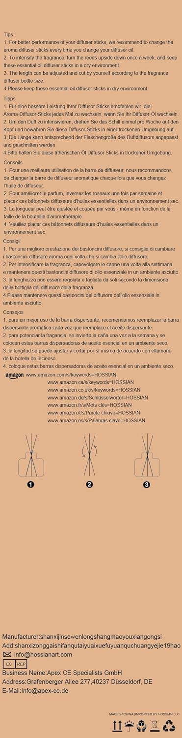 HOSSIAN 50pcs Reed Diffuser Sticks, Black Fibre Diffuser Reeds for Oils Fragrance Refill (Black 7.5/19cm)