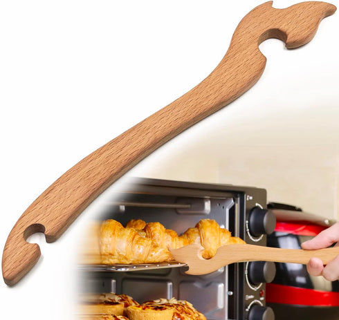 Wood Oven Rack Puller Tool, Long Handle Push Pull Accessory for Toaster Oven, Prevent Scalding, Kitchen Use