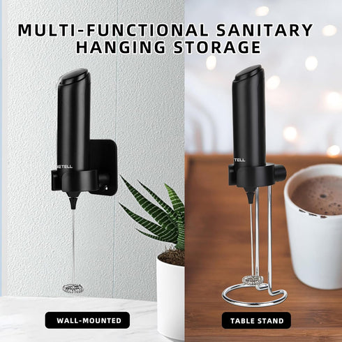 Rechargeable Handheld Electric Milk Frother with USB C Charging Stand, Powerful Whisk for Coffee, Hot Chocolate, Frappe